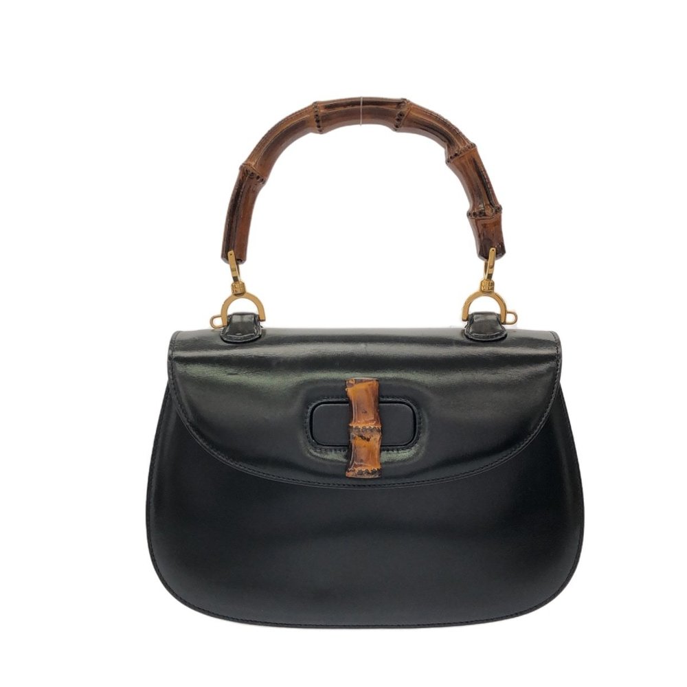 Gucci Bamboo Classic Handbag Leather Black